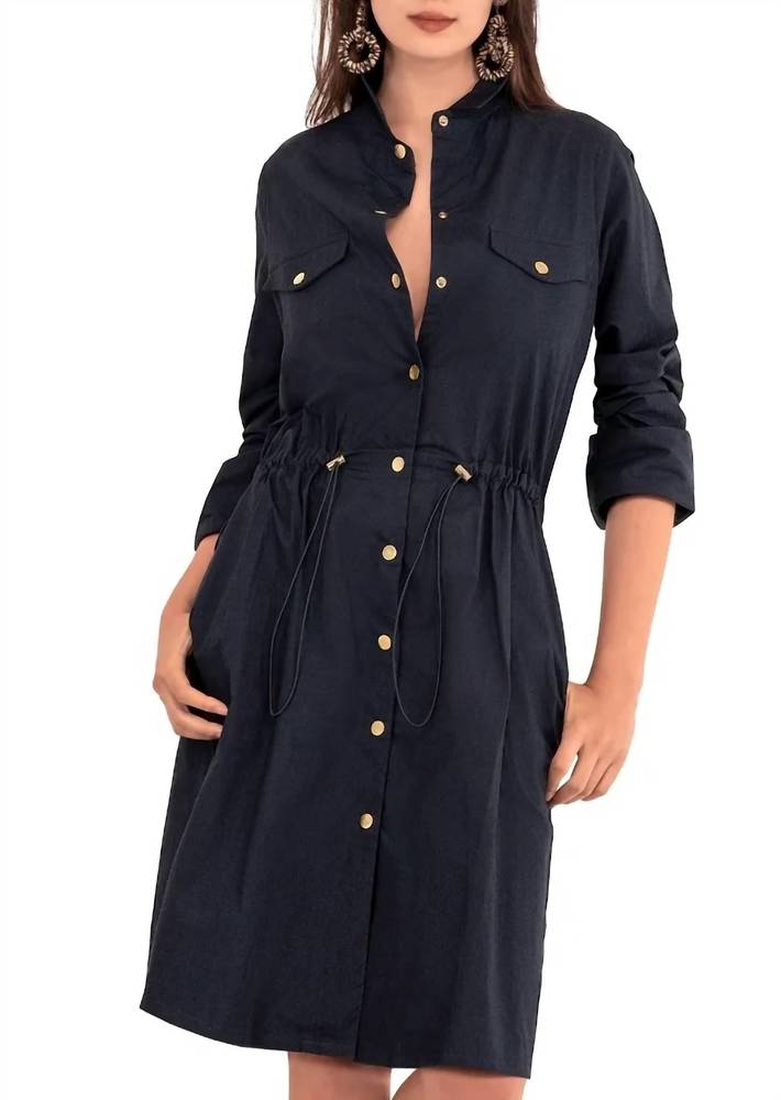 Gretchen Scott Designs Blue Buttoned Mini Dress